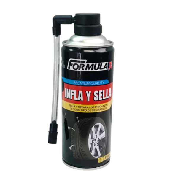 INFLA Y SELLA , SELLA PINCHAZOS DE TODO TIPO DE NEUMATICOS 450 ML - FORMULA X